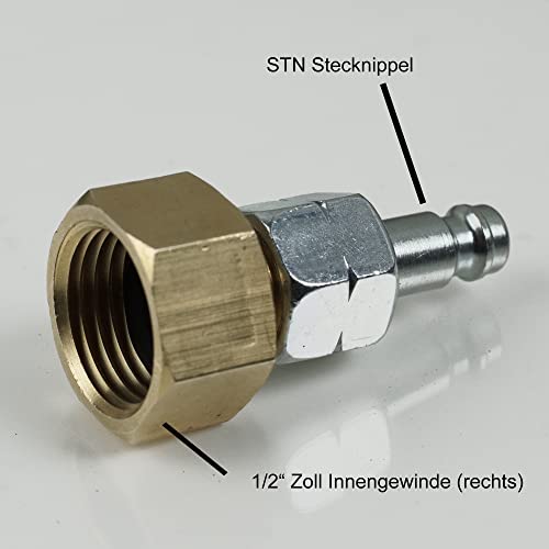 Gasherd-Anschluß mit Stecknippel an Schnellkupplung zum Nachrüsten an 1/2 rechts auf STN für Gasherd Caravan Wohnmobil Gaskocher (Anschluss an Gasherd)