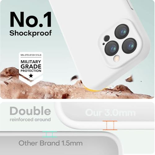 Image of LOVE 3000 Designed for iPhone 14 Pro Case, Premium Silicone with [Soft Anti-Scratch Microfiber Lining] Shockproof Protective Phone Case for Men Women Girls 6.1 inch, White