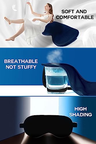 Aosun Silk Sleep Mask, 22-Momme 100% Pure Mulberry Silk Light-Blocking Eye Mask with Adjustable Strap, Hypoallergenic, Gifts for Women and Men (Blue) - Image 4