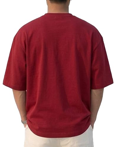 Image of BARKEYO Men's Half Sleeve Round Neck French Terry Oversized Drop Shoulder T-Shirt for Men