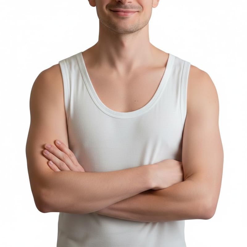 New Day intimo eccezionale Made in Italy-3 Singlet für den Ruderkampf, 100% Baumwolle, 3 Stück, Weiß XXX-Large – Ansicht 4