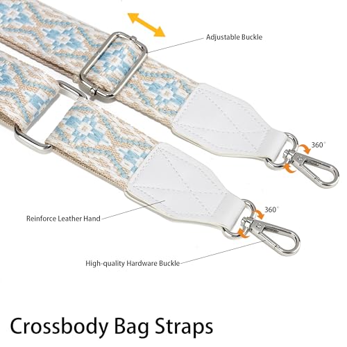 Image of Purse Strap,1.5 inch Leather End Shoulder Strap Adjustable Replacement,Retro Multi-Pattern Crossbody Bag Straps