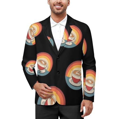 Vintage Coffee Mens Blazer Lightweight Sport Coat Two Button Suit Jackets