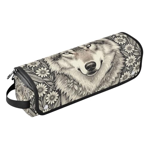 Organizador 2 en 1 para herramientas de cabello con almohadilla resistente al calor, bolsa organizadora para planchas, rulos y secadores Therian Alpha Wolf Flores para mujeres miniatura 1