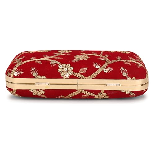Image of LONGING TO BUY Hand Crafted Designer Box Clutch - Zari Embroidery For Women