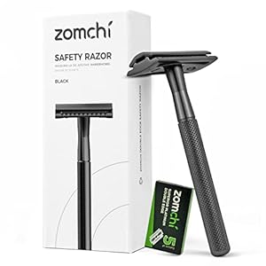 Razors for Men or Women, Safety Razor with 5 Blades, Shaving Razor with a Delicate Box, Fits All Double Edge Razor Blades(Black)