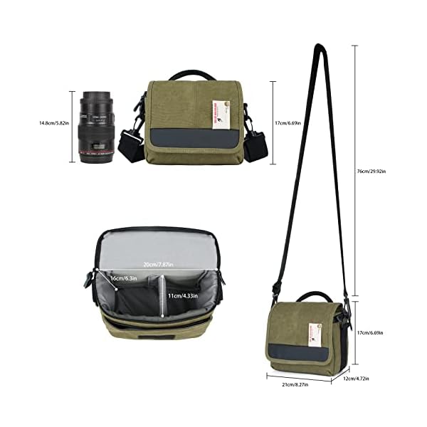 Besnfoto Camera Bag Small Crossbody Camera Shoulder Bag Purse Waterproof Canvas Cute Compact Camera Messenger Bag Case for Mirrorless DSLR SLR Women and Men