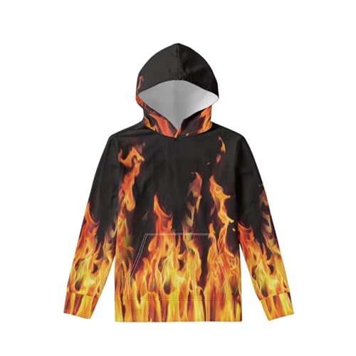 Kids 3D Print Fire Pullover Hoodies Warm Thick Hooded Sweatshirt with Packet for Boys Girls 6-16 Years2