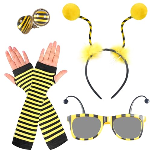 Bkazwe Déguisement Abeille Adulte Femme, Déguisement Carnaval Femme, Accessoires de Costume d'abeille avec Bandeau Antenne Abeilles, Tutu, Costume Carnaval Insecte pour Fête Cosplay