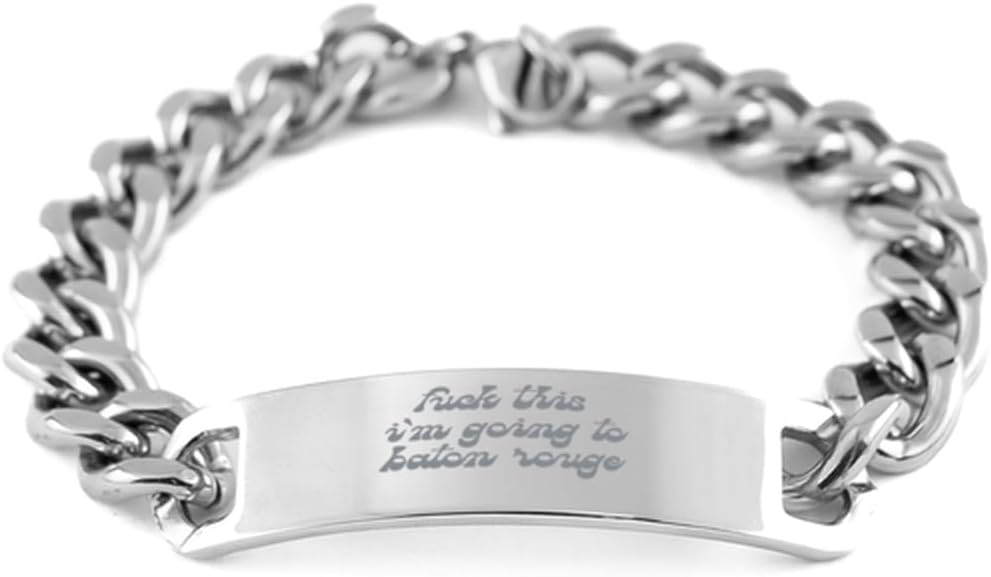 Baton Rouge Louisiana Trip Moving Away Bracelet, Gifts, Cuban Chain Stainless Steel Bracelet, Christmas, Stocking Stuffer
