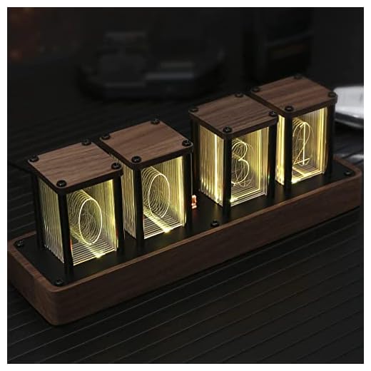 Nixie Tube Clock Walnut Digital Desk Clock, Support Wi-Fi Time Calibration, Alarm and 12/24h Display, No Assemble Required - A Retro Gift for Friends (Walnut Wood)