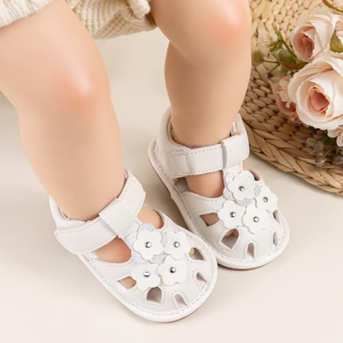 Image of Babelvit Infant Baby Girl Boy Sandals Comfort Premium Summer Outdoor Casual Beach Shoes with Flower Bowknot Anti Slip Rubber Sole Newborn Toddler Prewalker First Walking Shoes