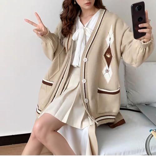 Image of Chevara Women's Cute Sweet Cardigan Sweater Kawaii School Uniform Button Long Sleeve V-Neck Knitted Outerwear