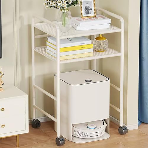 Support de robot roulant blanc 65 cm à plusieurs niveaux pour salon