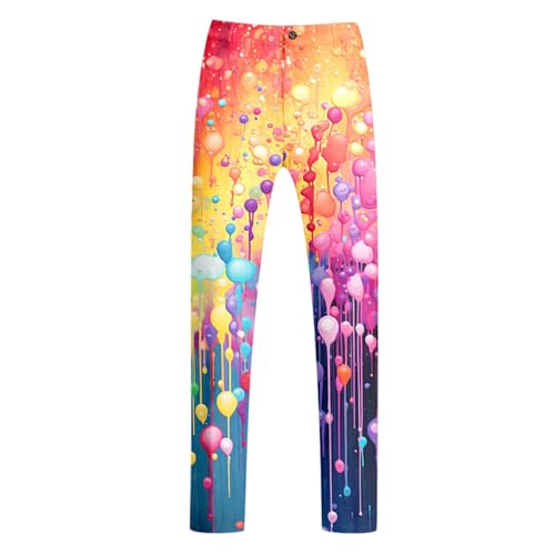 Mens 2 Piece Tuxedo Suit Set Rainbow Print Floral Party Dress Jacket Coat Slim Fit Button Blazer Pants with Pockets3