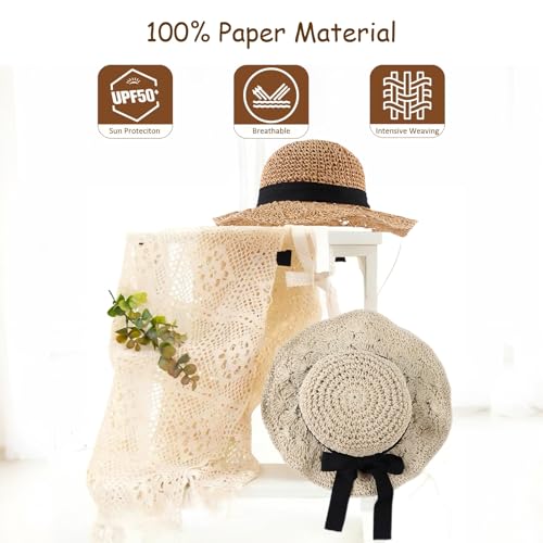 Baby Girl Sun Hat for Toddler Straw Hats Kids Bucket Hat with Bow Flower Baby Sun Cap for Girls Beach Summer Outdoor3