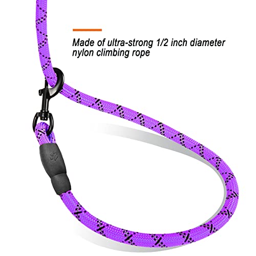 Barkbay Dog Leashes For Medium Dogs Rope Leash Heavy Duty Dog Leash With Comfortable Padded Handle And Highly Reflective Threads 5 Ft For Small Medium Large Dogs(Purple) #TOP3