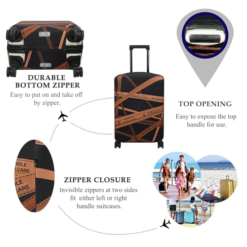 Image of Explore Land Travel Luggage Cover Air Approve Suitcase Protector Fits 18-32 Inches Case, Gold Fragile, S, Gold Fragile