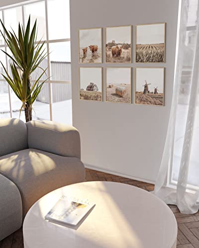 Haus And Hues Farmhouse Art Set Of 6, Cow Wall Art, Framed Wall Art Barn Pictures Wall Decor, Cow Pictures Wall Decor Farmhouse Pictures, Animal Wall Art Decor, Cow Wall Decor (Beige Framed, 8X10) #TOP5