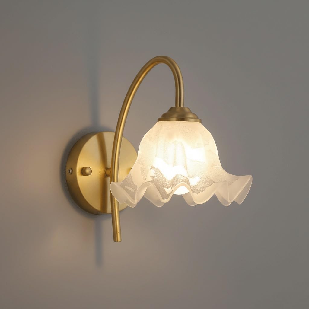 Aplique de pared E27 dorado con cadena e iluminación fija decorativa