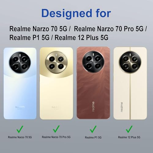 Image of Compatible for realme P1 5G / realme 12+ 5G / realme Narzo 70 Pro 5G Flip Cover Leather Finish | Inside TPU with Card Pockets | Wallet Stand | Complete Protection Flip Case Blue