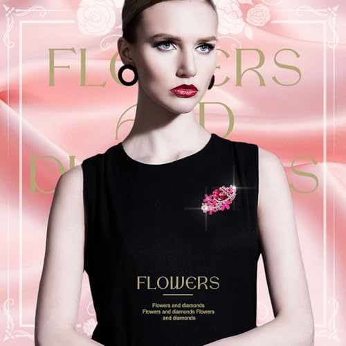 10 Pcs Brooches for Women Elegant Rhinestone Bouquet Brooch Pin Crystal Flower Brooch Pink snowflake pin for Wedding Bridal Dress Corsage Bouquet Coats Jackets Sweaters Clothing Accessories4