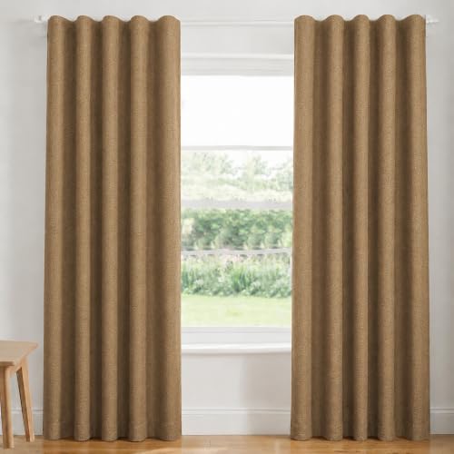 Image of FRESH FROM LOOM Jute Light Block 8 ft Parde | 8 ft Door Curtains for Slider Track | Non-Ring Curtains | Non-Ring Curtains | S-Wave Pleat | Door parda | Parde (Size - 8ft, Natural Jute, 2pc)