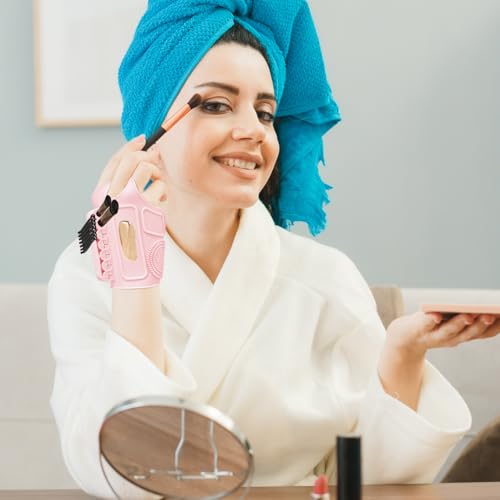 LuckyOpt Alça de mão para maquiador, alça de mão integrada de silicone com paleta de cores, arruela,