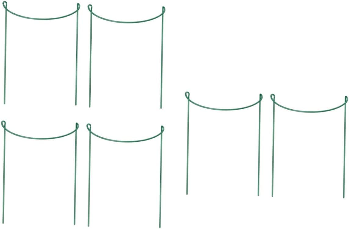 Mikikit 6pcs Half Round Design Iron Art Plant Support Stakes Reusable Garden Supports for Potted Plants Easy to Install for Use