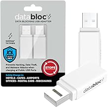 Eyebloc USB A Data Blocker Adapter - Secure Charging to Prevent Juice Jacking - Portable Airport Charger Blocker for On-The-Go Security - Compact USB Protector for Public Ports - 2 Pack, White