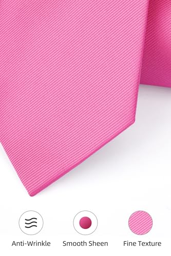 Image of HISDERN Mens Ties Solid Color Ties for Men Formal Necktie with Pocket Square Set Satin Silk Neck Tie Handkerchiefs Set