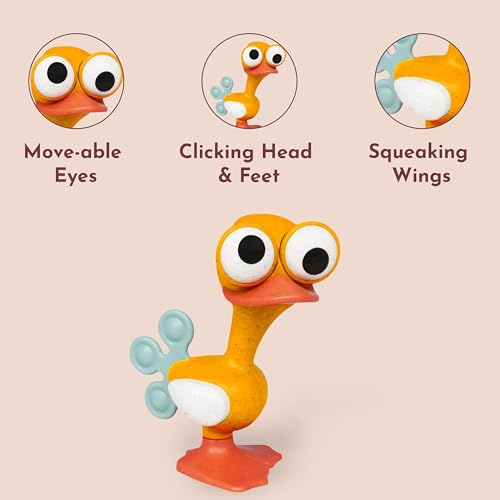 Image of Tolo Crazy Eyed Bird | Interactive Toy for Babies 3+ Months Teething Relief | movable eyes, clicking head & feet, squeaking wings, rattle sound, sensory, teething baby toys, developmental play, fun gift