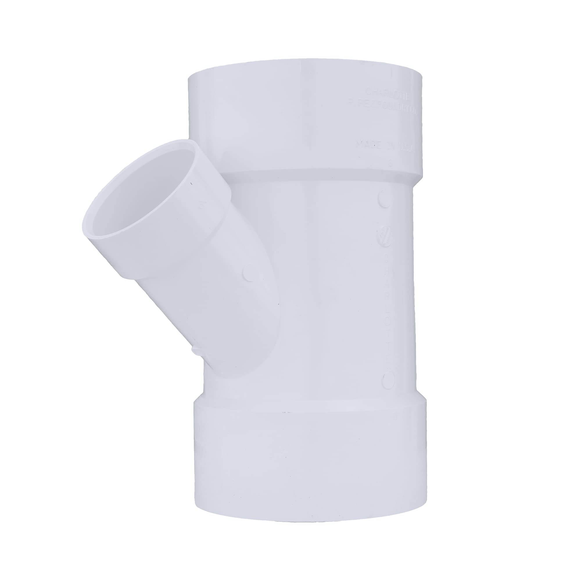 Charlotte 601 Blanco PVC Reducción Ajuste Wye, 6 "x 6" x 3 "