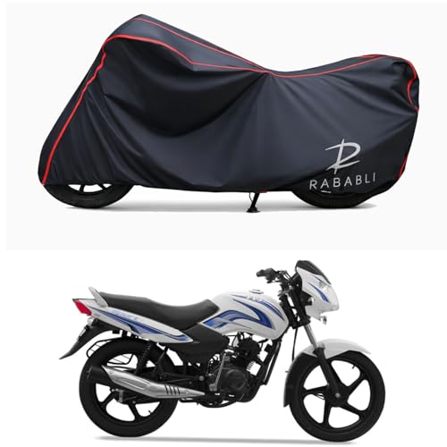 Image of Waterproof Bike Body Cover Compatible for | TVS Sport Kick Start | Taffeta Fabric, Red Piping Design, Bottom Elastic Fit | Dustproof, Sun UV & Rain Protection for All Bikes