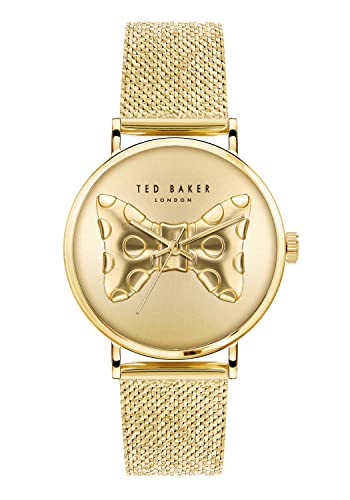 Ted Baker TB Iconic Collection BKPPHS3039I Damen-Armbanduhr, analog, goldfarbenes Zifferblatt, rundes Zifferblatt mit 37 Gehäusebreite, Goldfarben