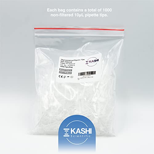 Image of Kashi Scientific 10uL Universal Non-Filter Pipette Tips, Sterile Low Binding Pipet Tips with Clear Graduation, DNase /RNase Free [10uL, 1000pcs]