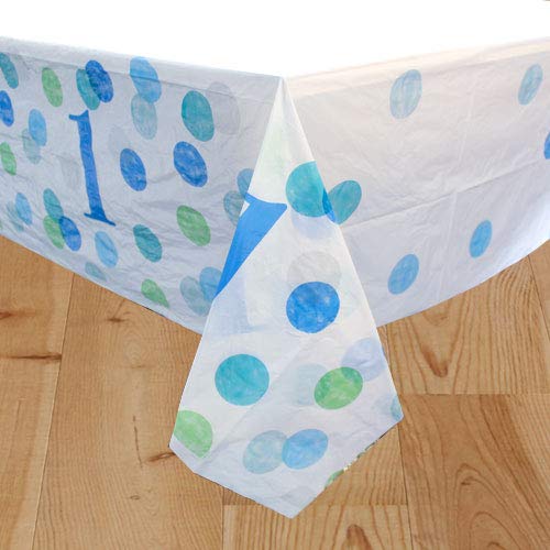 Unique Party 73303 Blauwe Stippen 1e Verjaardag Rechthoekige Tafelhoes 1 St, 54" x 84" - Image 3