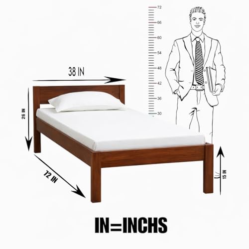 Image of Furnire Carp Sheesham Wood Single Bed Without Storage for Bedroom Home Solid Wood Palang Cot for Hotels - Honey Finish