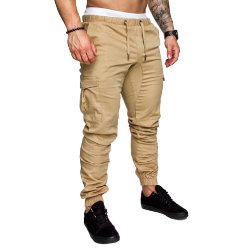 Mens Cargo Workout Joggers Pants Tapered Gym Athletic Tactical Slim Sweatpants Men with Pockets