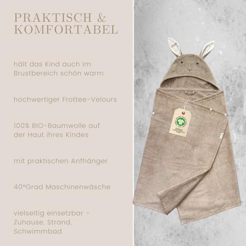 DIKOS 2-in-1 Kapuzenhandtuch & Badeponcho Bio-Baumwolle Beige Braun 70x140 – Bild 6