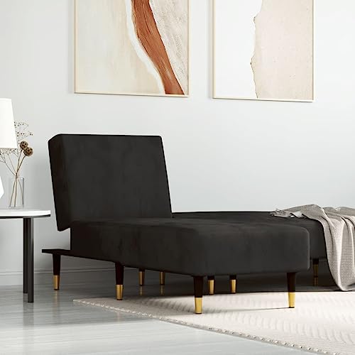 Tidyard Sofá diván Sofa Chaise Longue de Salón,Sofá Individual Pequeño,Sofá Cama Sofá Chaise Longue Moderno de Terciopelo Negro 3#, para Dormitorio/Sala de Estar/Apartamento