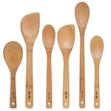 Helen Chens Asian Kitchen Burnished Bamboo Kitchen Tools Cooking Utensils and Stir Fry Set, 6-Piece Set