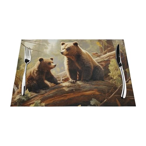 Set de table antidérapant ours en PVC résistant à la chaleur