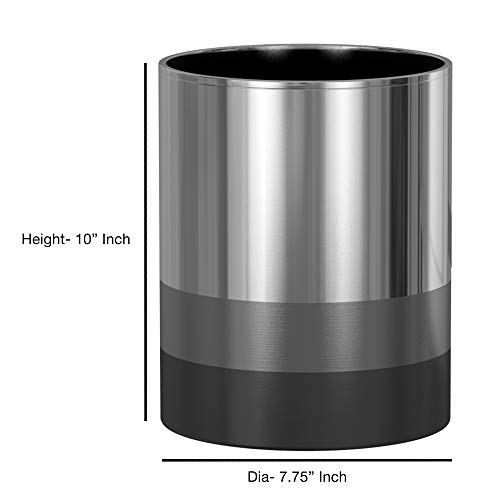 Nu Steel Triune Wastebasket & Trash Bin In 3-Tone Shiny Gray Stainless Steel For Bathrooms & Vanity Spaces #TOP4