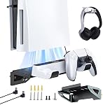 NexiGo PS5 and PS5 Pro Wall Mount Kit with Charging Station, Dual Controller Chargers, Steel Wall Stand, and Headphone Hanger - Compatible with PlayStation 5 (Disc & Digital)
