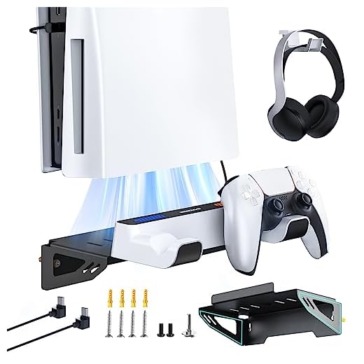 NexiGo PS5 Wall Mount Kit with Charging Station, Dual Controller Chargers, Steel Wall Stand, and Headphone Hanger - Compatible with Playstation 5 (Disc & Digital)