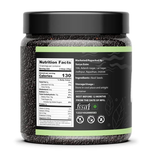 Image of Organic Box Raw Basil Seeds | Sabja Seed, Takmuria Seeds 250g (Jar Pack) - Diwali Gift Pack