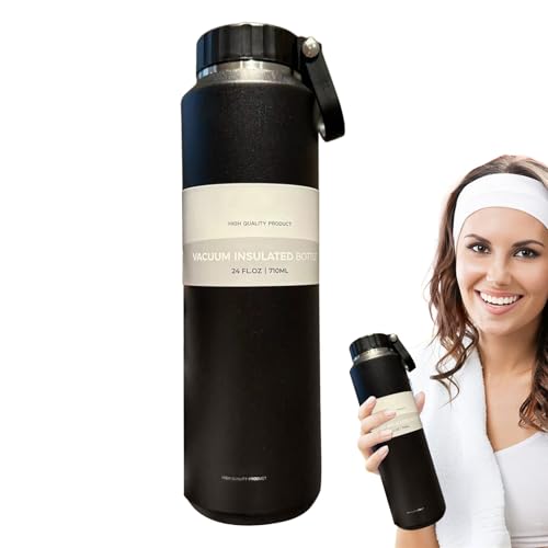Xistuoz Botella de agua aislada al vacío, taza de agua deportiva de acero inoxidable, botella creativa portátil de 24 onzas para senderismo, escuela, viajes, camping, ciclismo, deportes al aire libre
