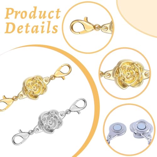 PRAOFRT 2 Pièces Fermoir Mousqueton pour Bracelet et Collier en Acier Inoxydable avec Pinces pour la Fabrication de Bijoux (Roses) – vue 3