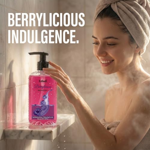 Image of Ethel Body Wash Refreshing Shower Gel for Deep Cleansing, Hydrating, Moisturising, Softer & Smoother Skin | Fruity Berry Fragrance (Berrylicious)